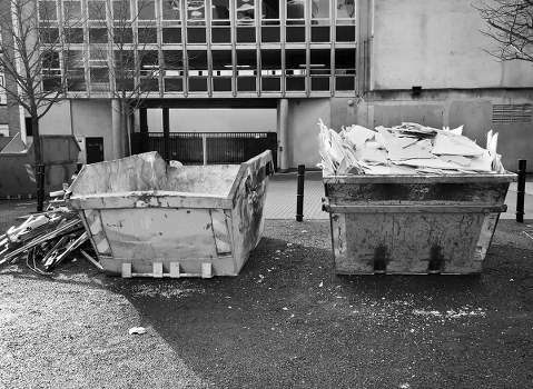 Construction site with waste being cleared