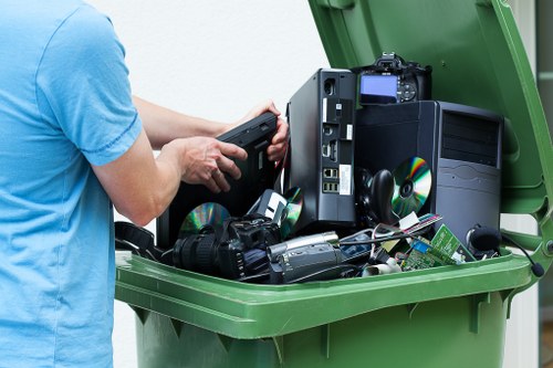 Various types of hazardous waste including chemicals and electronics